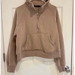 Automet Half-Zip Cropped- Taupe Cozy Comfy Crop - EUC